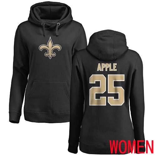 New Orleans Saints Black Women Eli Apple Name and Number Logo NFL Football #25 Pullover Hoodie Sweatshirts->nfl t-shirts->Sports Accessory
